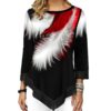 blouse with feather print