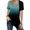 short sleeve o neck grey-blue women top