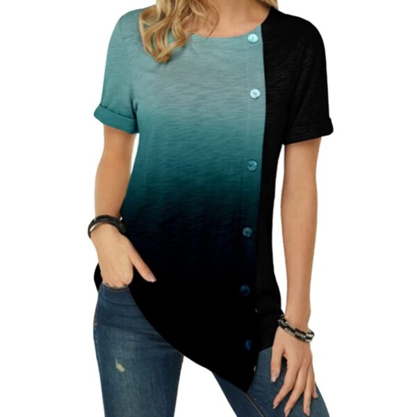 short sleeve o neck grey-blue women top