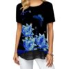 short sleeve round neck women black top