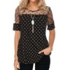 Short Sleeve Round Neck Polka Dot Women Top