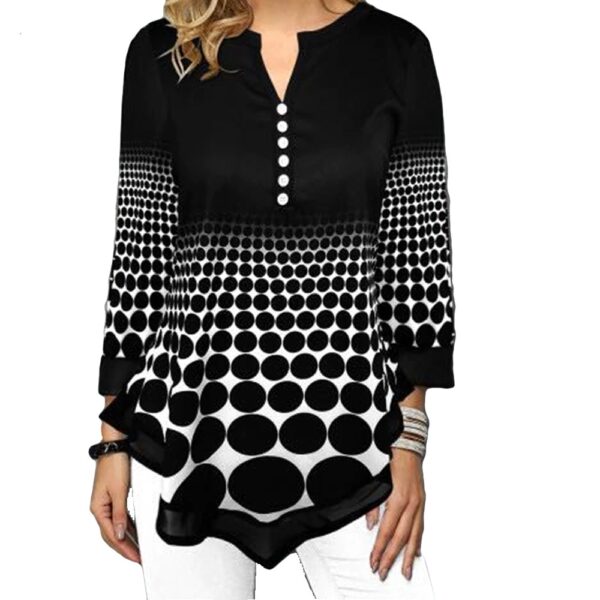 irregular women black top with print