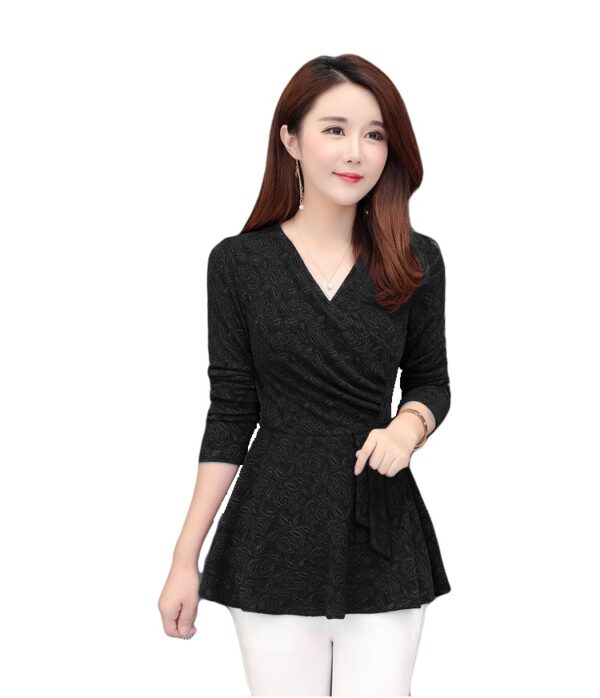 plush women black blouse top
