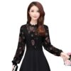 sheer mesh women ruffled black blouse
