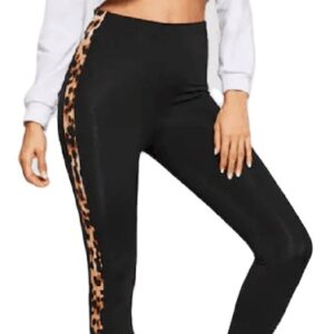 High Waist Leopard Patchwork Women Fitness Leggings
