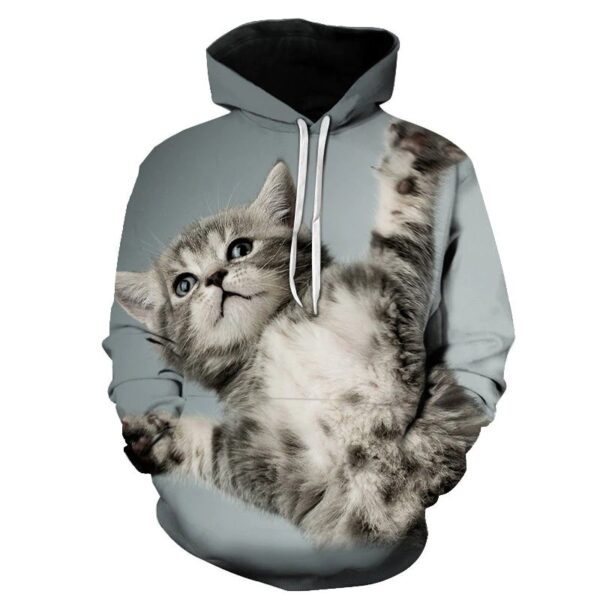 Long Sleeve Women's Hoodie with 3D Kitten Print