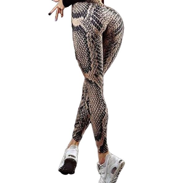 High Elastic Push Up Waist Women's Snakeskin Pattern Fitness Leggings