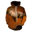 Long Sleeve Women's Hoodie with 3D Printed Sleeping Kitten