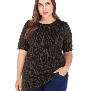 Plus Size Women’s Short Sleeve Elegant Sequined Top