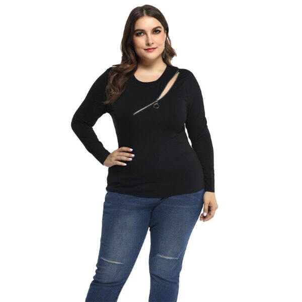 Plus Size Women's Elegant Hollow Out Zipper Top