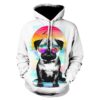 3d printed men hoodie dog with sunglasses