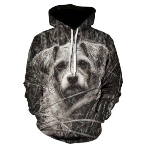 3D Printed Men Fleece Hoodie Terrier Dog