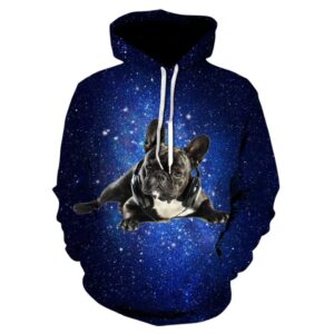 3D Printed Men Fleece Hoodie Boxer Dog with Headphones