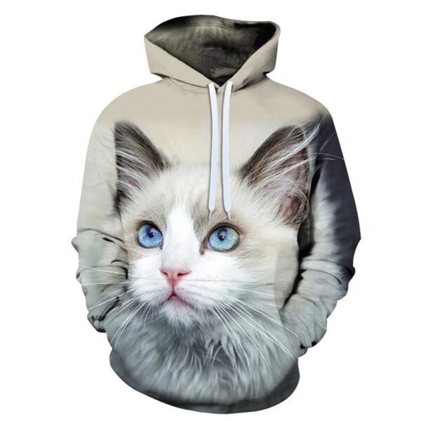women hoodie with grey cat