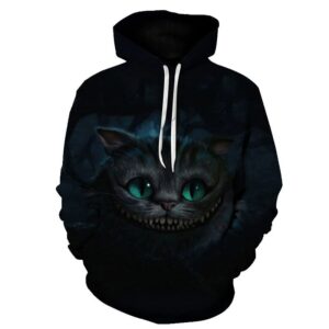 3D Printed Women Fleece Hoodie with Creepy Cat