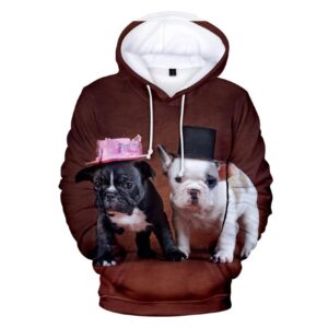 3D Printed Men Fleece Hoodie 2 French Bulldogs