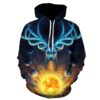 Women Fleece Hoodie with Elk 3D Print