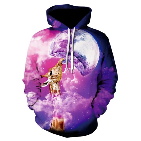 Women Fleece Hoodie with Giraffe 3D Print