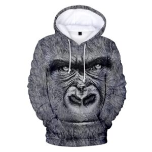 Men Fleece Chimpanzee Face Hoodie 3D Printed
