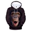Happy Chimp Face Men Fleece Hoodie 3D Printed