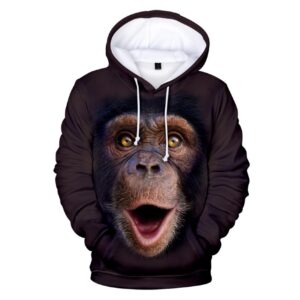 Happy Chimp Face Men Fleece Hoodie 3D Printed