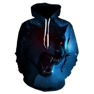 Evil Wolf Men Fleece Hoodie 3D Printed