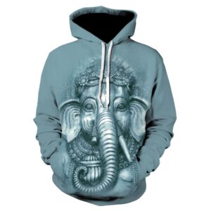 Men Fleece Hoodie 3D Sacred Elephant Print