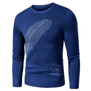 Pullover Sweater with Embroidered Feather