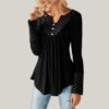 Ruffled Hem Blouse with Decorative Dots