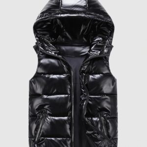 Men’s Sleeveless Cotton Padded Down Hooded Vest