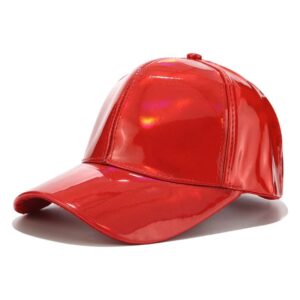 Unisex Faux Leather Shiny Baseball Cap