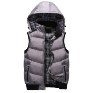 Sleeveless Cotton Padded Down Hooded Vest for Men