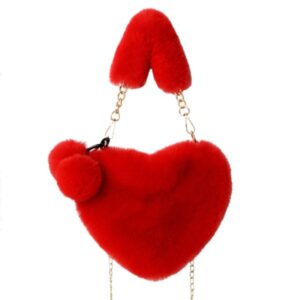 Faux Fur Heart Shaped Shoulder Bag