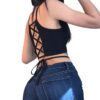backless crop top black
