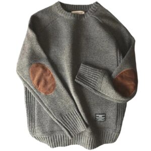 Thick O-Neck Wool Knitted Pullover Sweater for Men