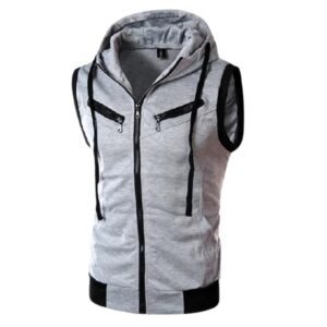 Men Hooded Sleeveless Sweatshirt with Zipper