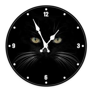 Wooden Silent Cat Face Wall Clock