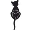 cat wall clock black