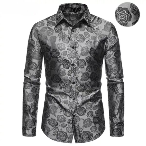 dress shirt with roses grey