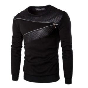 Men’s Patchwork PU Leather Sweatshirt