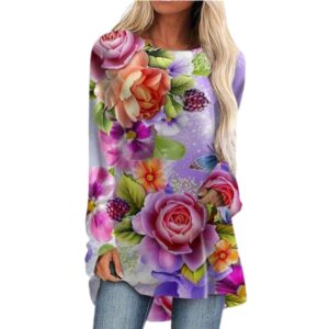 Women’s Loose Fit Floral Tunic Top