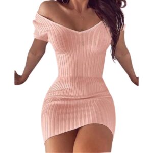 Short Sleeve Bodycon Off Shoulder Mini Dress