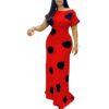 polka dot maxi dress red