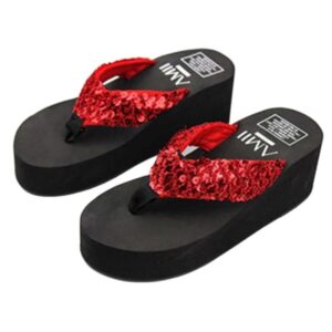 Women Wedge Flip Flops with Sequin