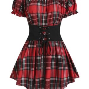 Women Plaid Irregular Hem Top