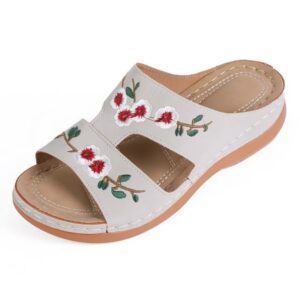 Women Open Toe PU Leather Wedge Orthopedic Sandals