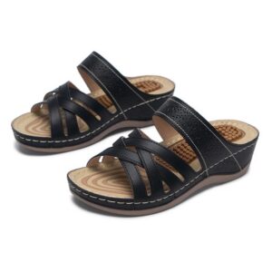 Women PU Leather Orthopedic Wedge Massage Sandals