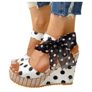 Women Polka Dot Wedge Sandals
