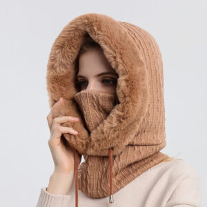 Women Winter Warm Cashmere Fluffy Hooded Hat