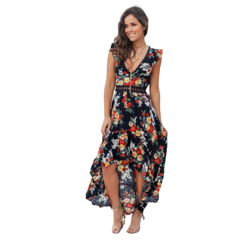 asymmetrical maxi dress black